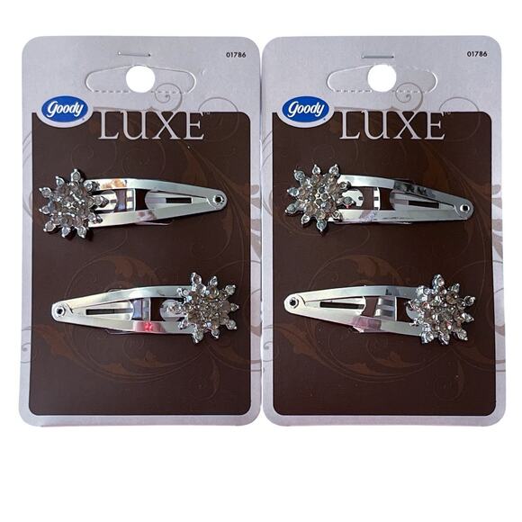 Goody Luxe Lot 9 Pc Smoky Rhinestone Snowflake Starburst Silver Combs and Clips - Picture 3 of 6